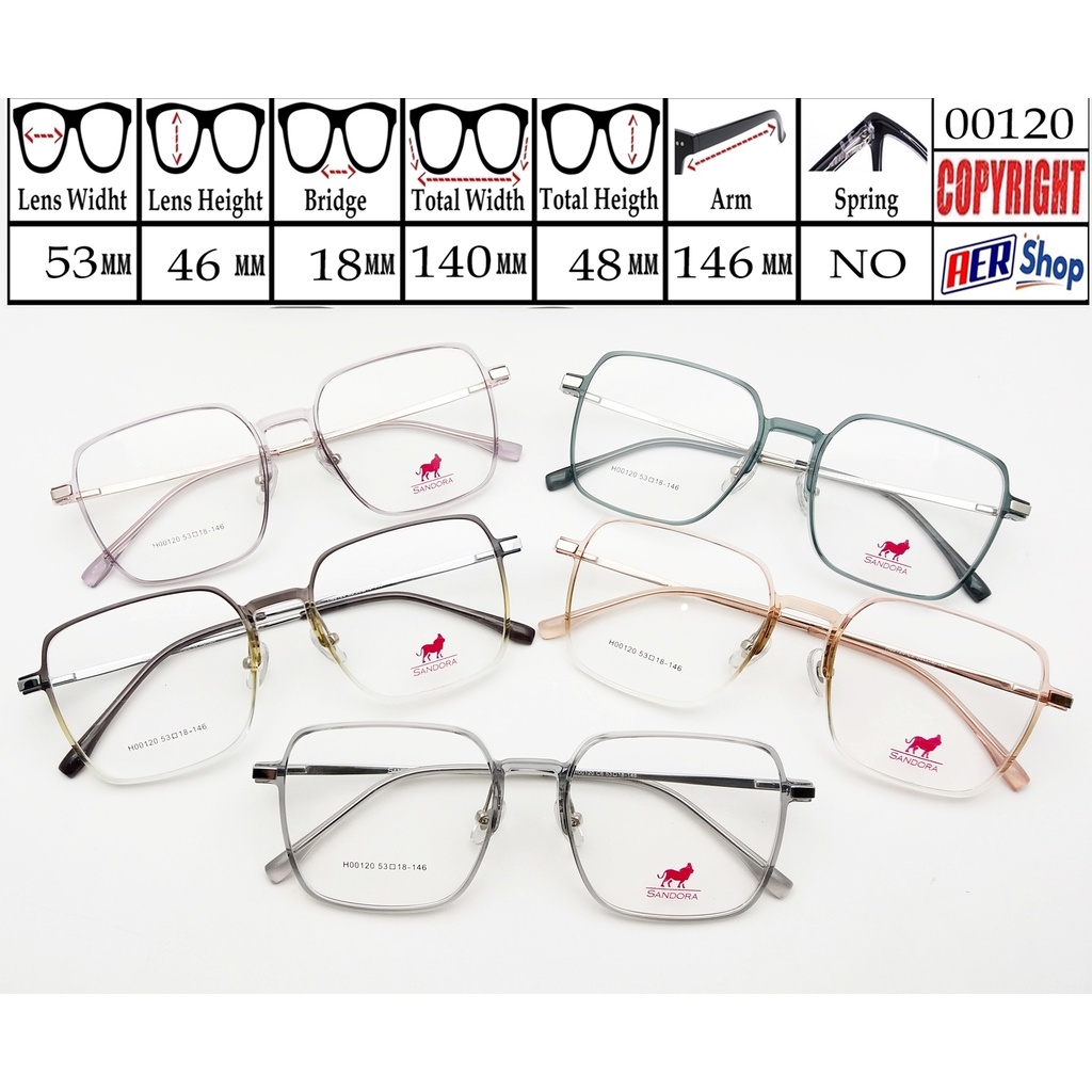 frame kacamata minus original SANDORA korea terbaru kacamata unisex - Gray