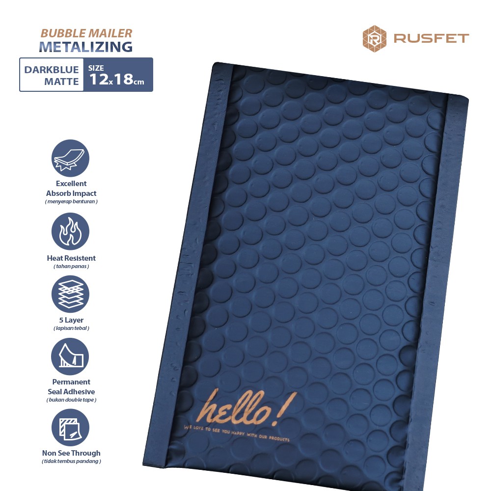 

PLASTIK BUBBLE MAILER / AMPLOP BUBBLE PREMIUM METALLIC DARK BLUE - SECURITY BAG RUSFET 12X18