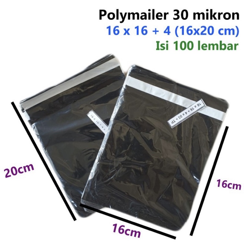 

[Ready] 100pcs Polymailer 16x20 cm / Amplop Plastik dengan seal warna hitam / Plastik Packing