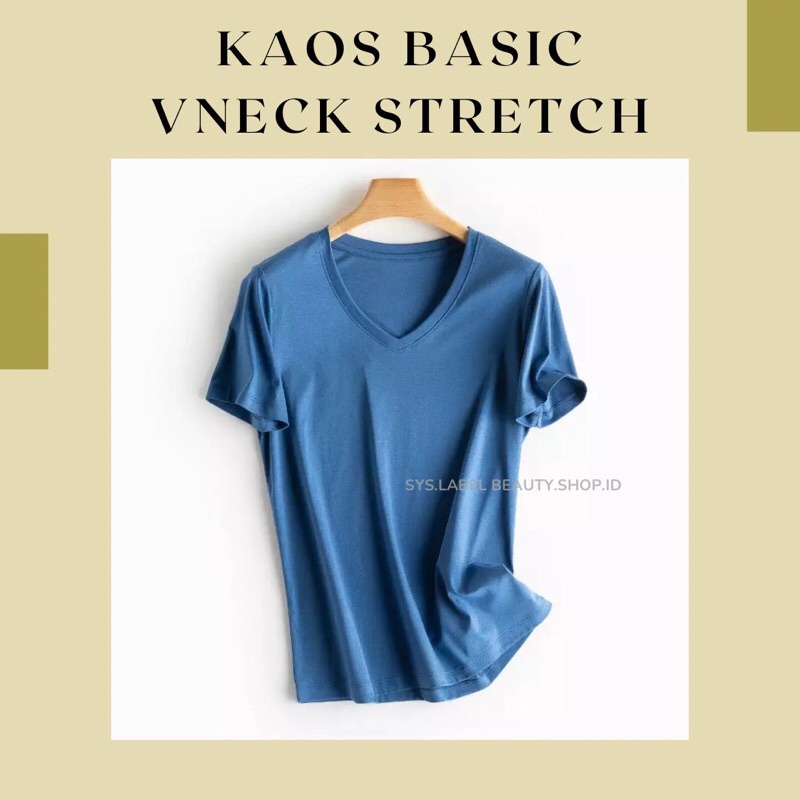 Zehan Kaos Basic Korean Style - Atasan Lengan Pendek V-Neck - Kaos Polos Lengan Pendek F5