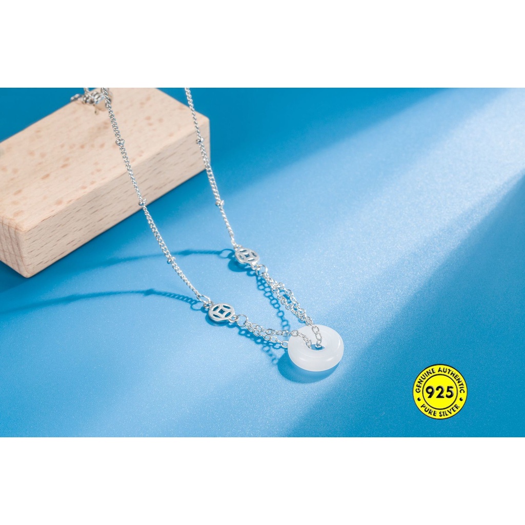 Kalung Giok Bahan S925 Silver Tahan Air Anti Karat Anti Alergi Untuk Wanita