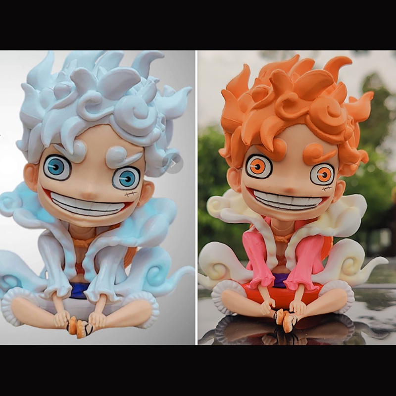 Anime One PieceLuffy Anime Figure Chibi Gear5 Q Versi Dewa Matahari Nika 12 cm PVC Action Figurine Collectible Model Toys Mainan Ulang Tahun