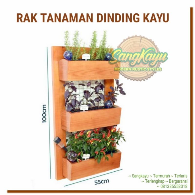 Wood planter rack rak tanaman hias kayu wooden plant display stand