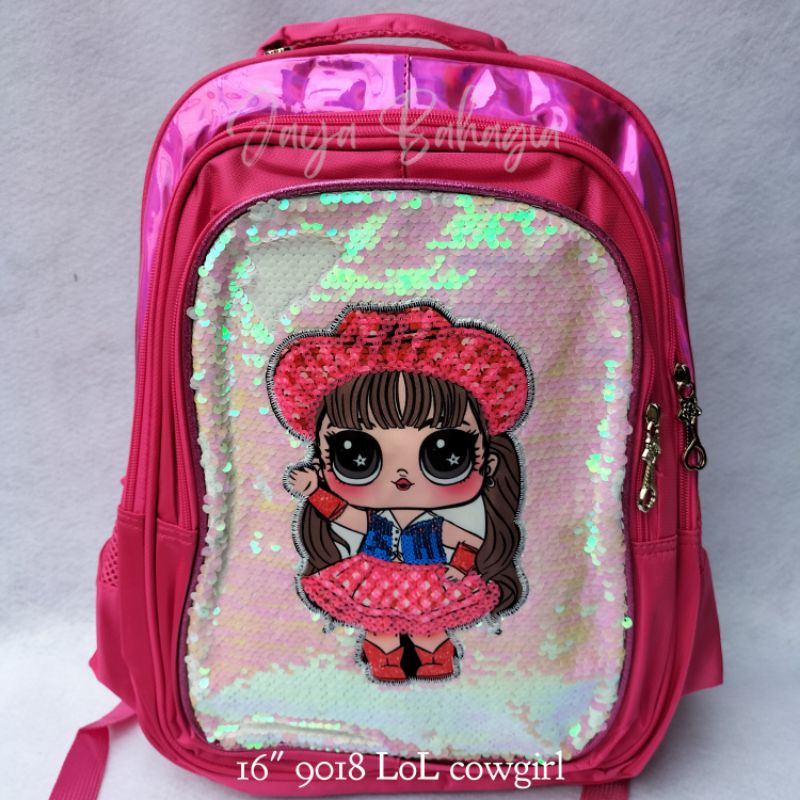 Ransel Sequin Manik Usap Import Lol Unicorn Tas Sekolah 16 Inch Anak Perempuan