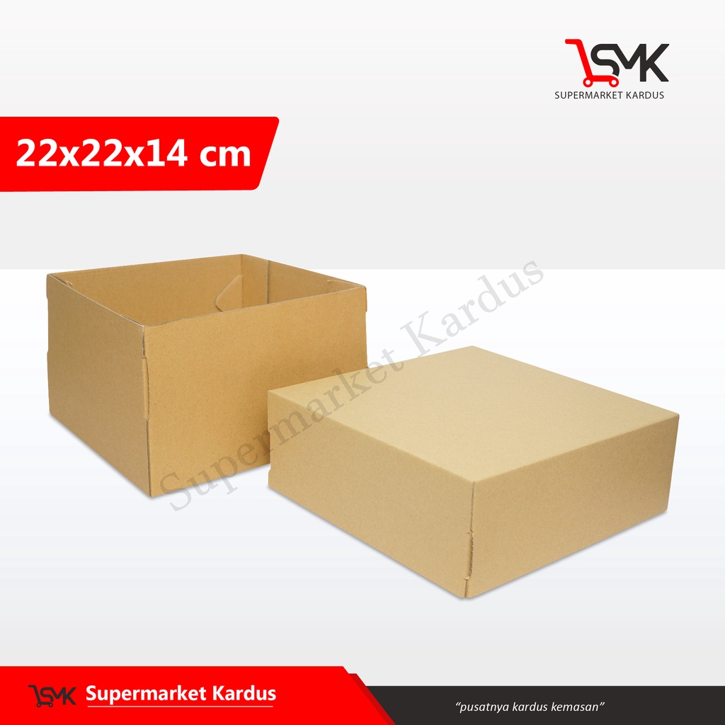 

Box 22x22x14 cm (Cinnamon Top/Bot) Tart/Puding/Kardus/Karton/Paking/kemasan/HampersBoxBoneka/tinggi14