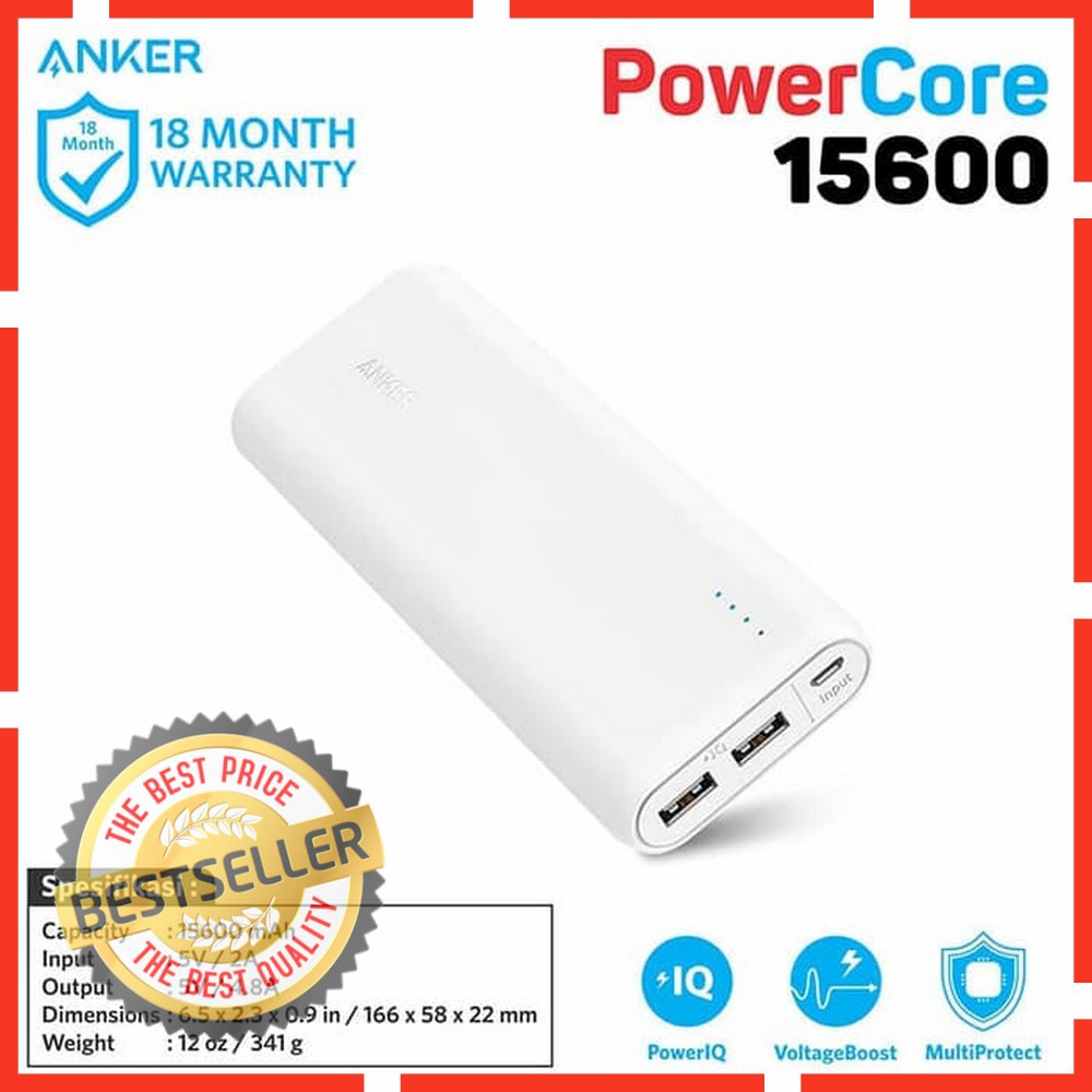 PowerBank Anker PowerCore 15600 A1252H21 Putih
