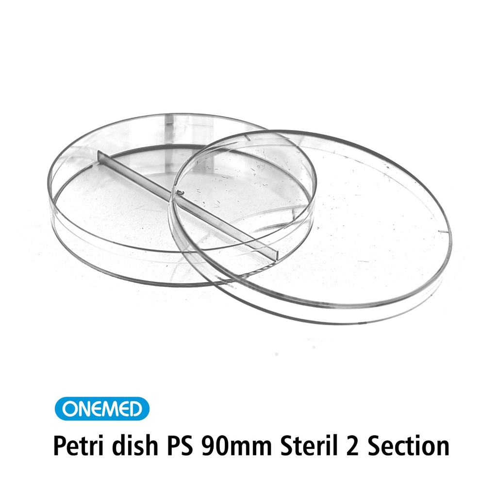 Petridish Plastik Steril 2 Bagian Onemed 90mm Pack Isi 10's OJB