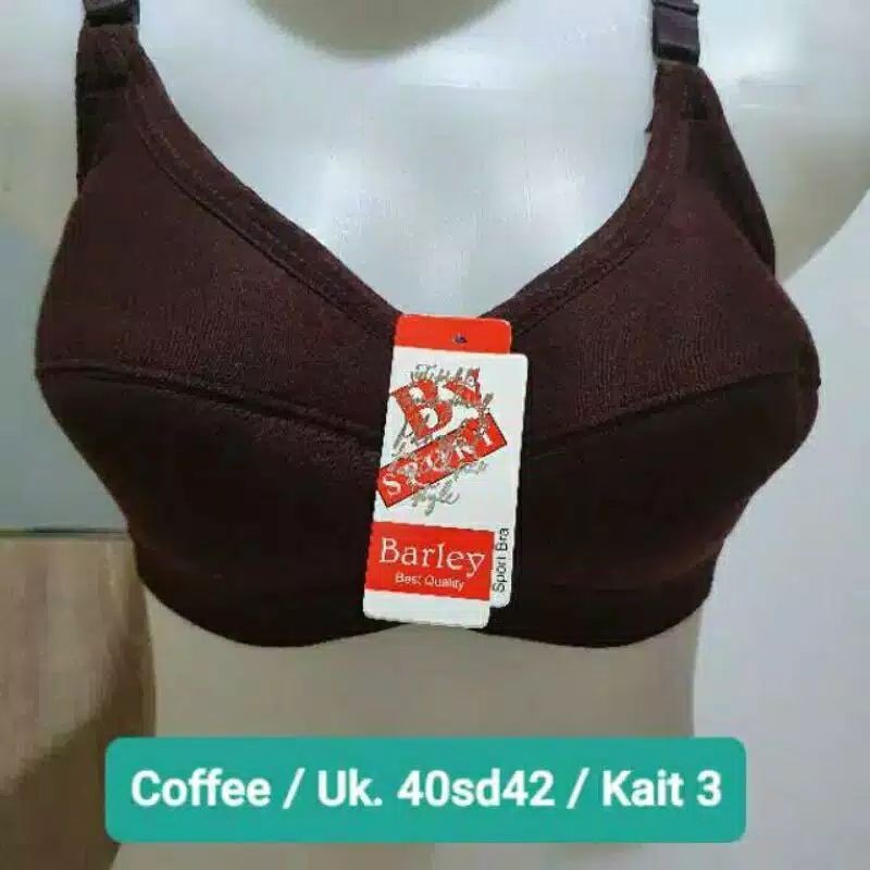 (Bisa Cod) Sport Bra Bh JUMBO barley bra pola karet bawah hak tiga 3 tanpa kawat size 40 42