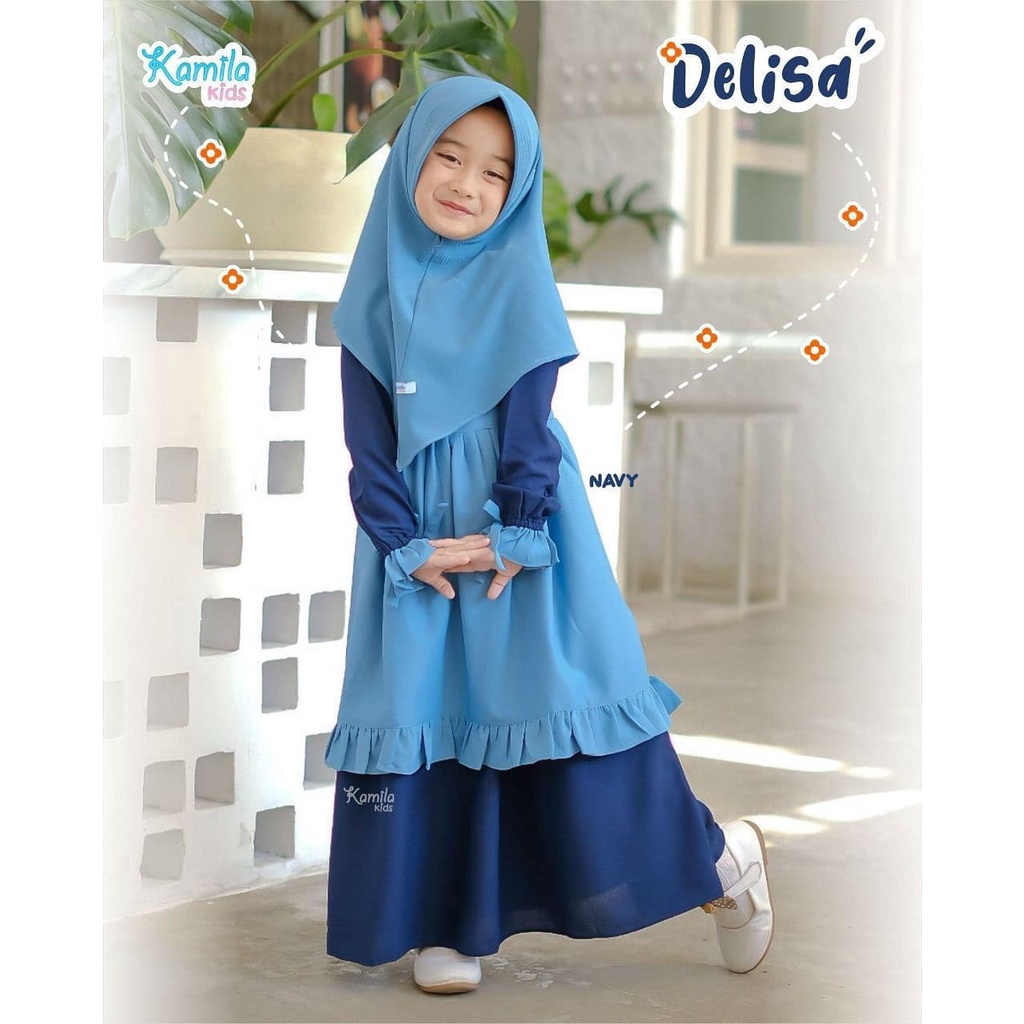 Grosir HAURA Baju Gamis Anak Perempuan setelan Hijab Keren (sudah satu set hijab pasmina)