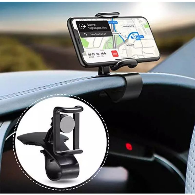 Car Holder HP Mbil Dashboard Berputar 360 Car Phone Mount Clip