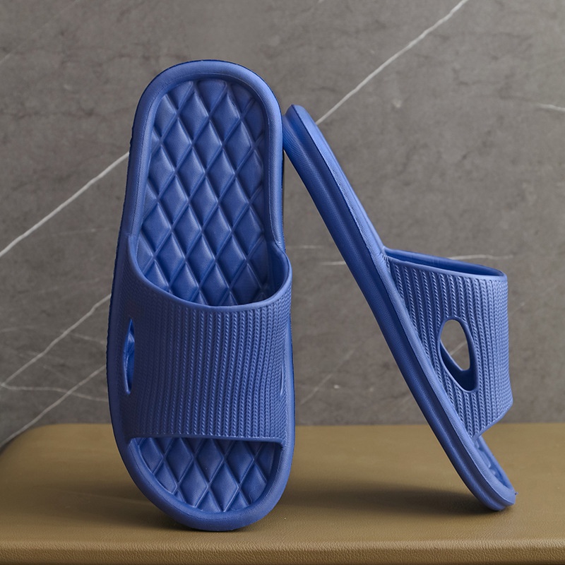 HC Sandal Slop Karet Polos Rumah 6495 Sendal Rumah Berkualitas Model Zigzag Sendal Kamar Mandi EVA Empuk Sendal Karet Couple Garis Home Slipper Anti Slip Wanita Pria Gaya Korea Murah Import-NAVY