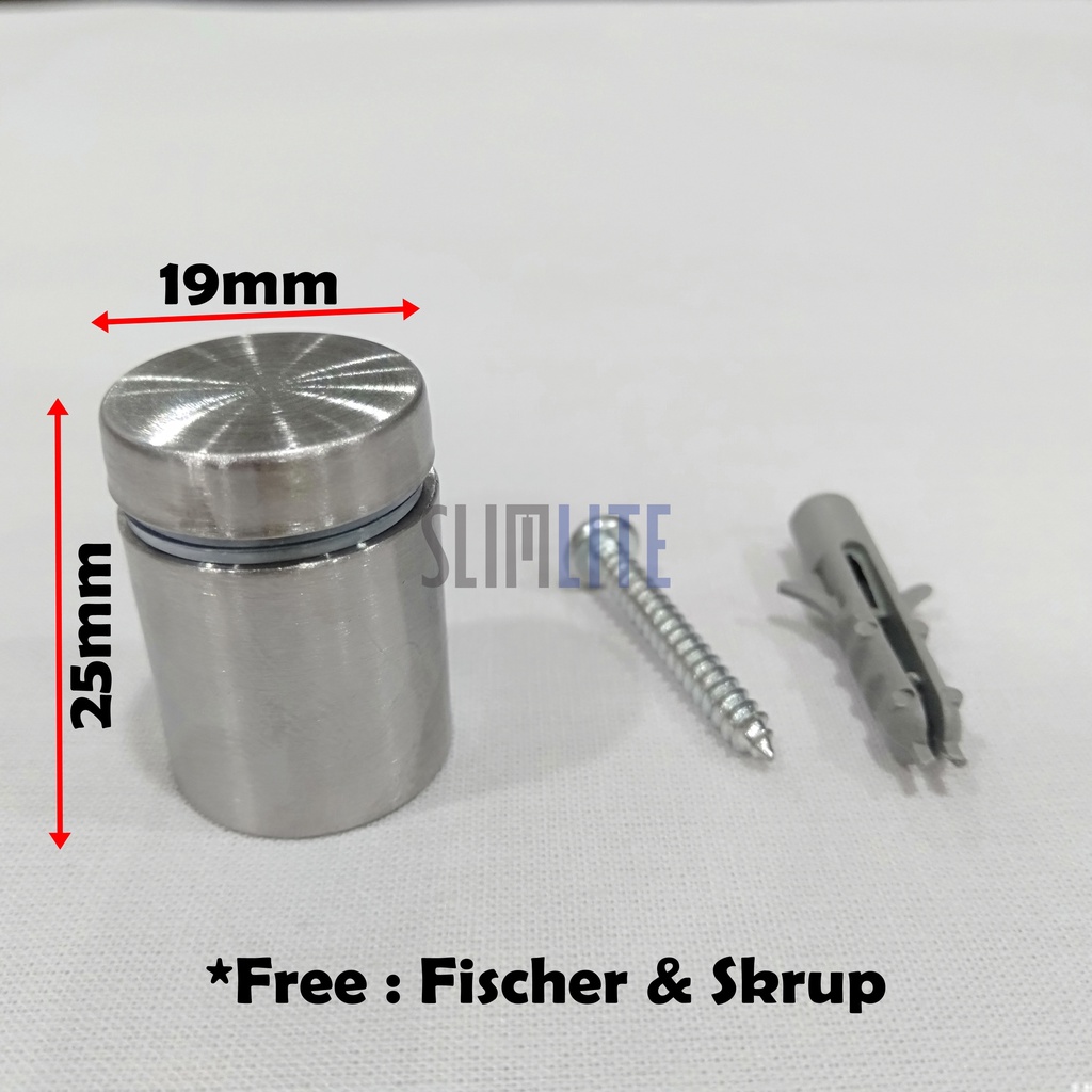 PEN IKLAN 19x25 Stainless / SIGNBOARD / BAUT AKRILIK 19x25 / Pen Iklan / Pen Penjepit Kaca