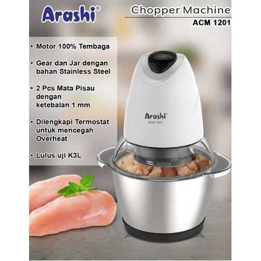 Arashi Penggiling Daging dan Bumbu 1,2 Lt Food Chopper ACM1201