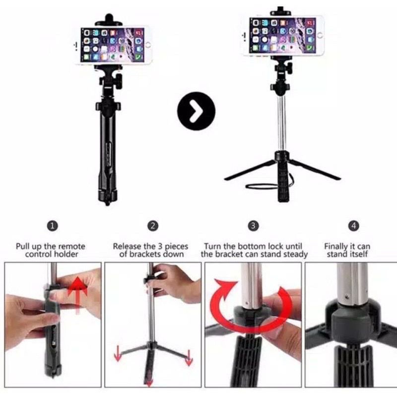 Tongsis Tripod Bluetooth Selfie Multifungsi + Remote Bluetooth Shutter