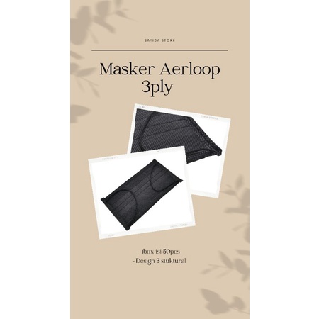 MASKER AERLOOP 3 PLY HITAM/MASKER CANTOL HITAM/ISI 50PCS