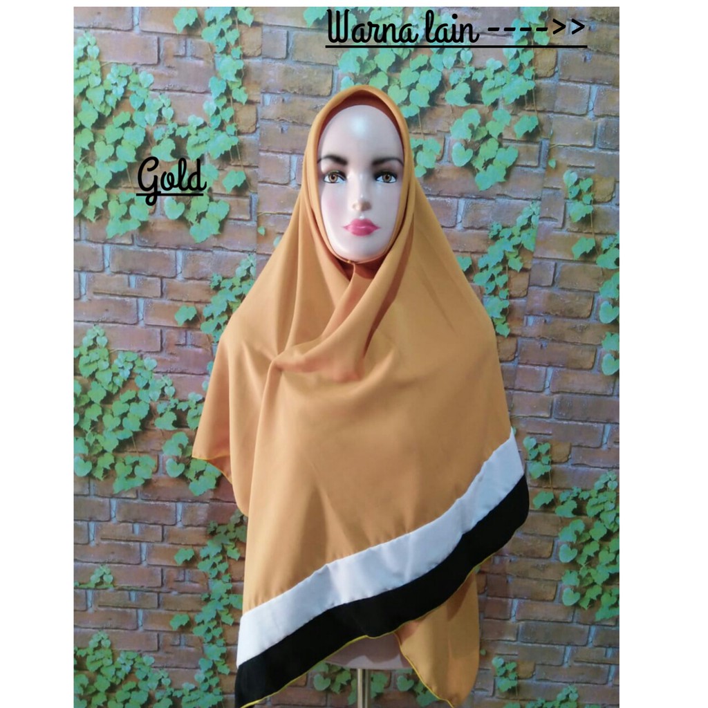 Segi empat PKS jilbab hijab krudung kuning hitam putih  syari shabby wolfis segiempat khimar