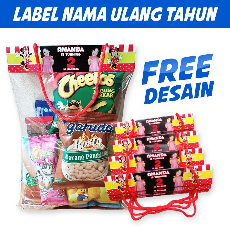 

Tas Label Ultah Snack Plastik Ulang Tahun Bisa Custom Nama dan Foto Anak