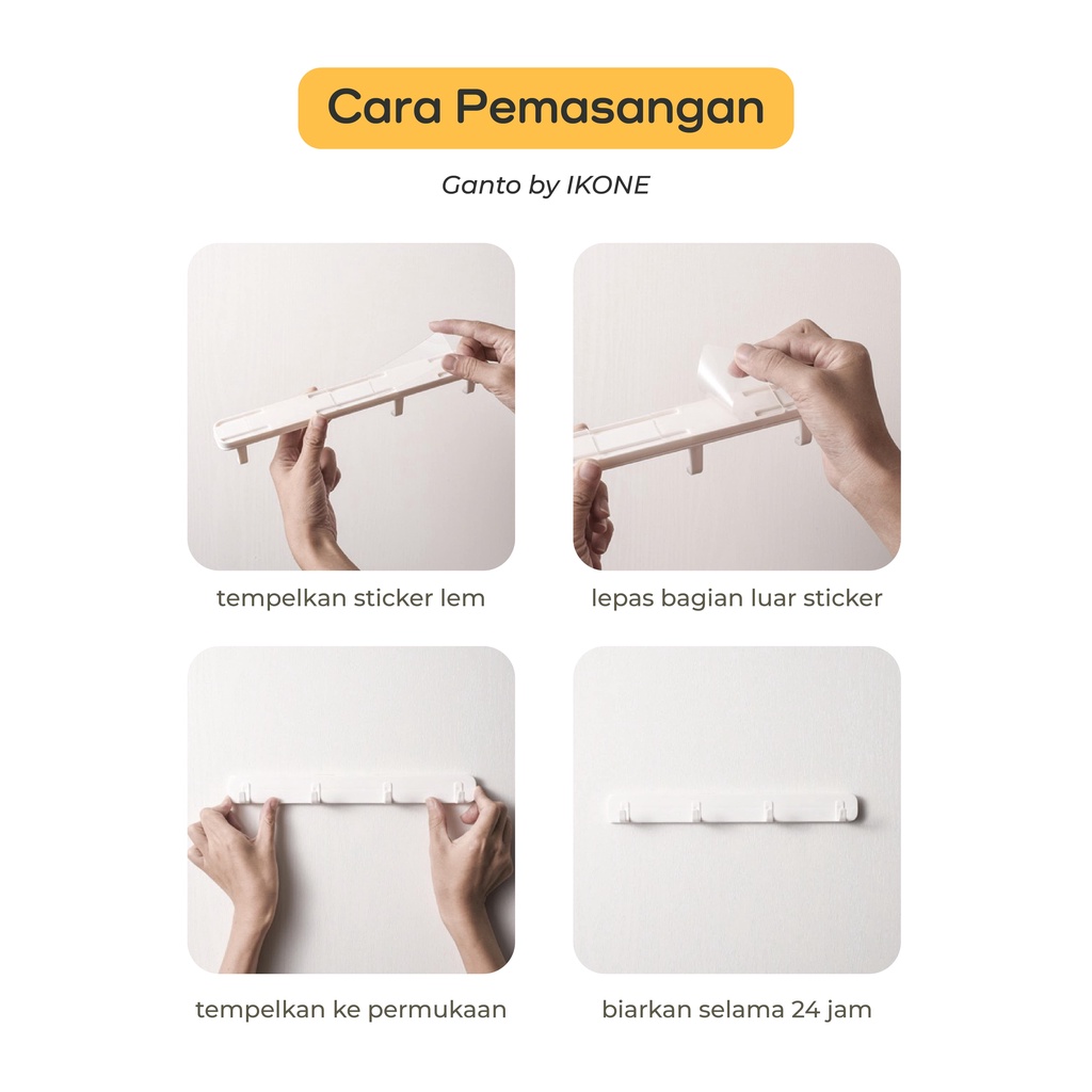 【IKONE】GANTO Gantungan Serbaguna 4 Kait Hangers Gantungan Baju Gantungan Peralatan Dapur Gantungan Kamar Mandi Sikat Hook Baju dan Tas Gantungan Handuk Belakang Pintu