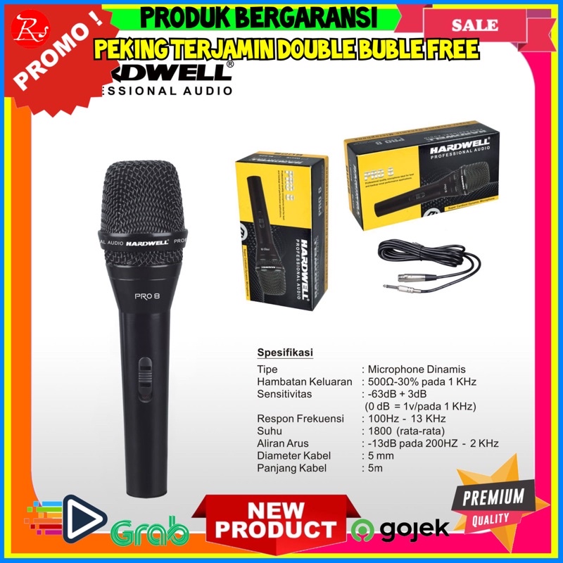 Mic Kabel Audio Vocal Professional HARDWELL PRO 8 Garansi Original