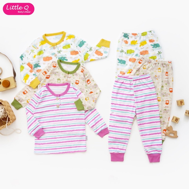 Baju tidur setelan panjang piyama bayi bahan kaos premium Little Q