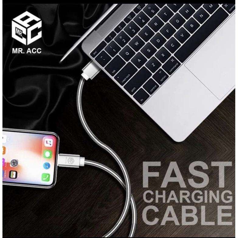 KABEL DATA MICRO USB -TYPE C -IPHON FAST CHARGING 3A LAPIS BESI STAINLESS YI TAI YMB-10-BENUA DUNIA