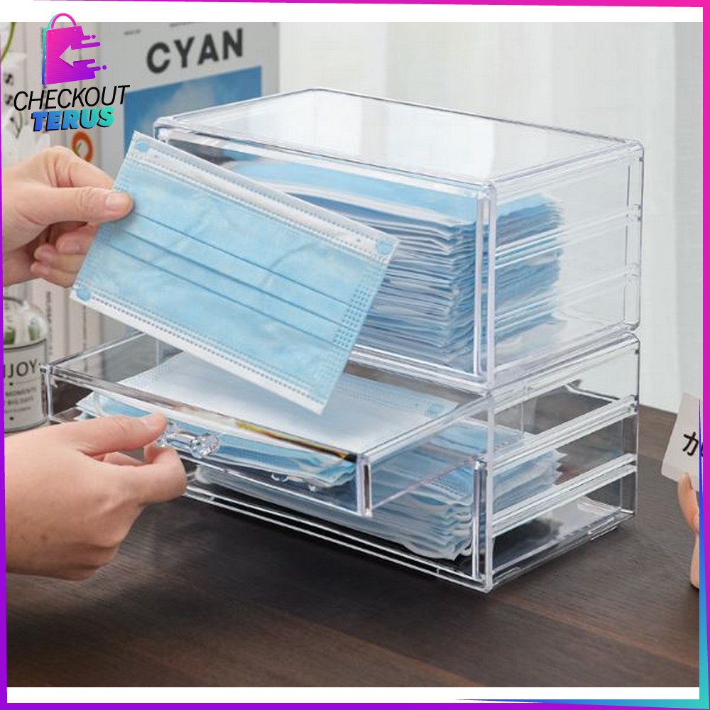 CT K105 Kotak Serbaguna Rak Bening Kotak Masker Transparan Acrylic Organizer Box Kotak Penyimpanan Masker