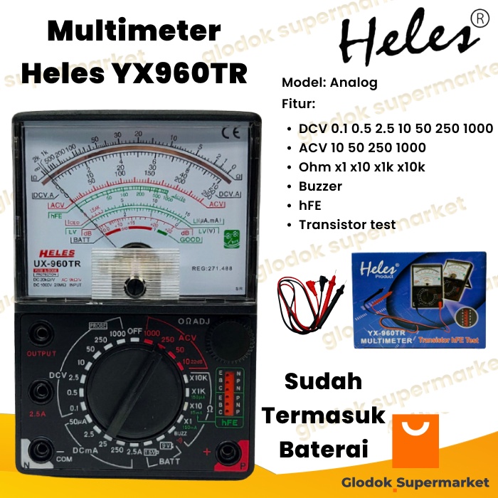 Multitester Heles YX960TR Tester Transistor hFE Avometer Analog YX 960 TR