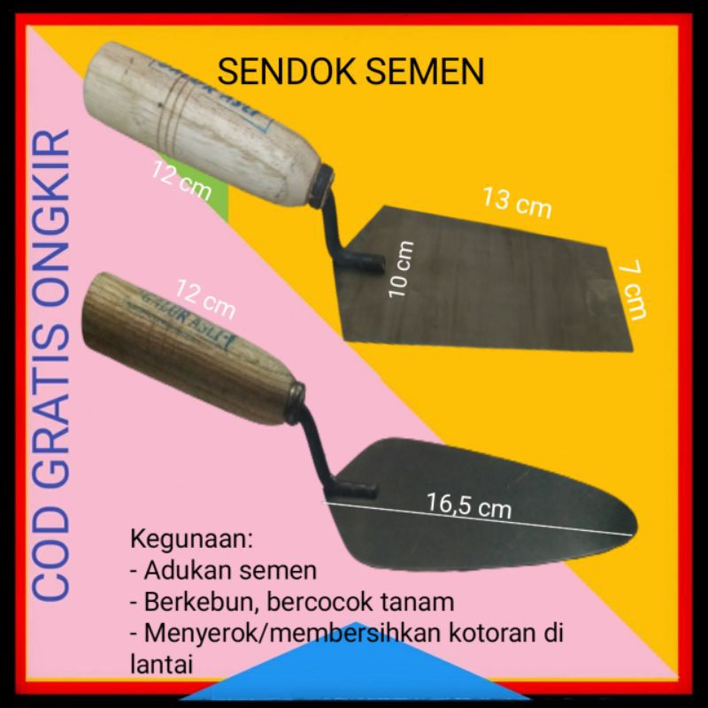 SENDOK CETOK CUNGKIR SEMEN GALUR KOTAK LANCIP PANJANG ALAT PERKAKAS TUKANG