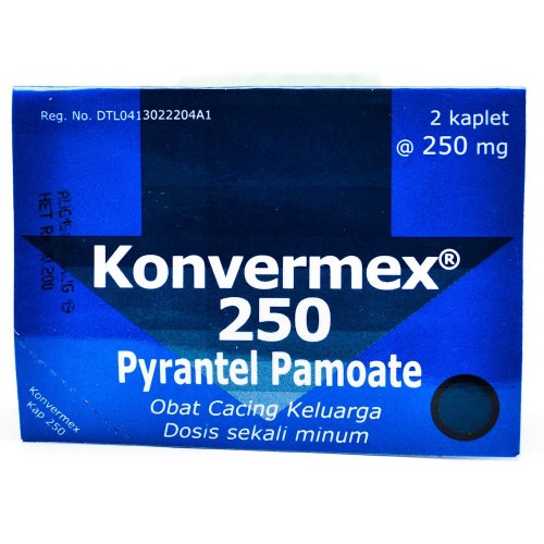 KONVERMEX TABLET 250MG PER STRIP ISI 2 TAB OBAT CACING KREMI