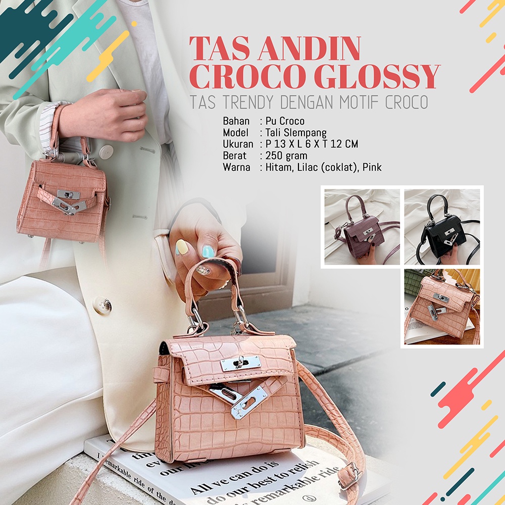 Tas Mini Croco Tas selempang Wanita Tas Motif Buaya Hand Bag mini KODE (ET07)