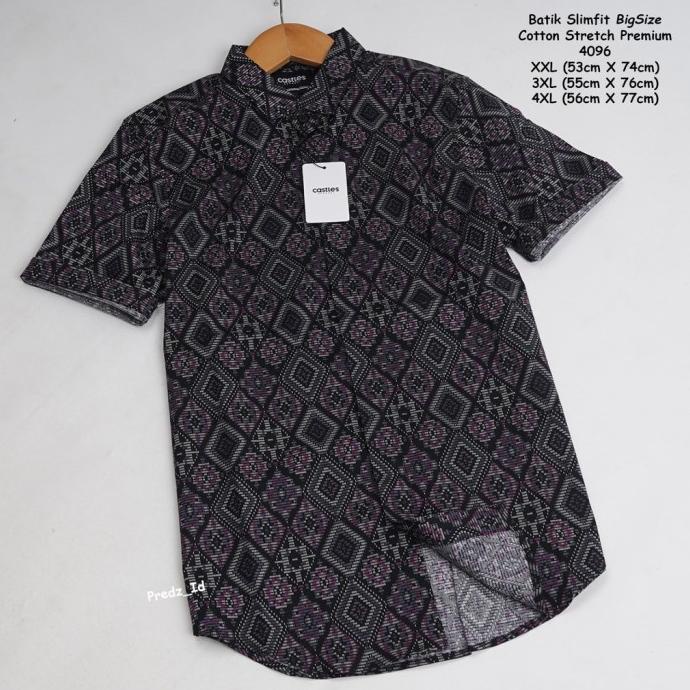 Kemeja Batik Songket Pria Jumbo Big Size Lengan Pendek Cotton Stretch