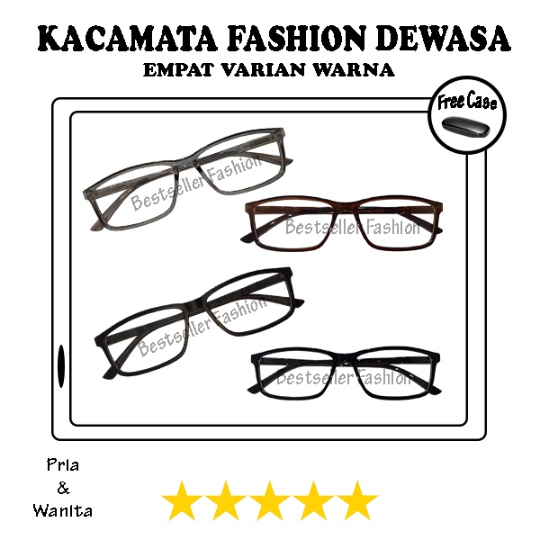 Kacamata Transparan Gaya Retro Korea Untuk Pria Dan Wanita Kacamata Fashion Gaya Normal Persegi Panjang FREECASE