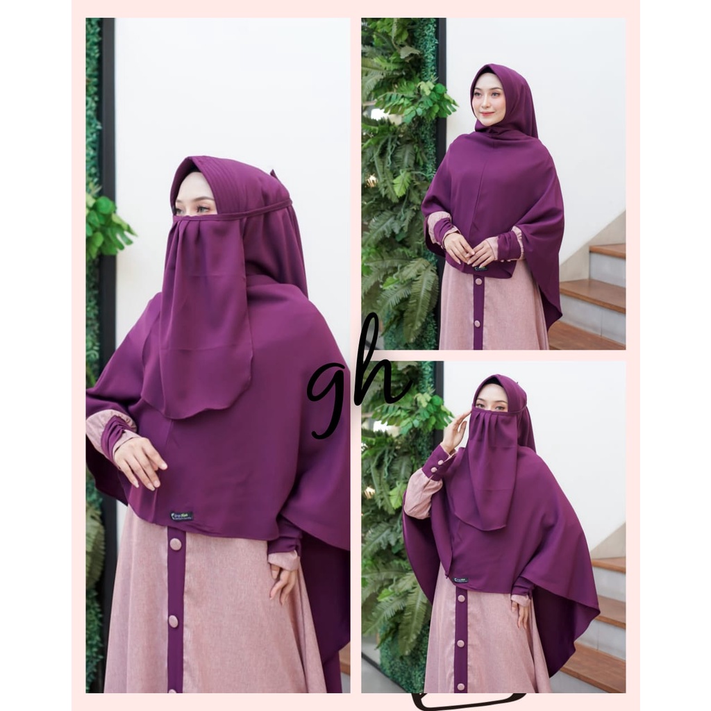 Gamis set cadar Hamidah madina katun dan plat HILMA wolfis XL XXL khimar baju muslim set jilbab krudung syari hijab