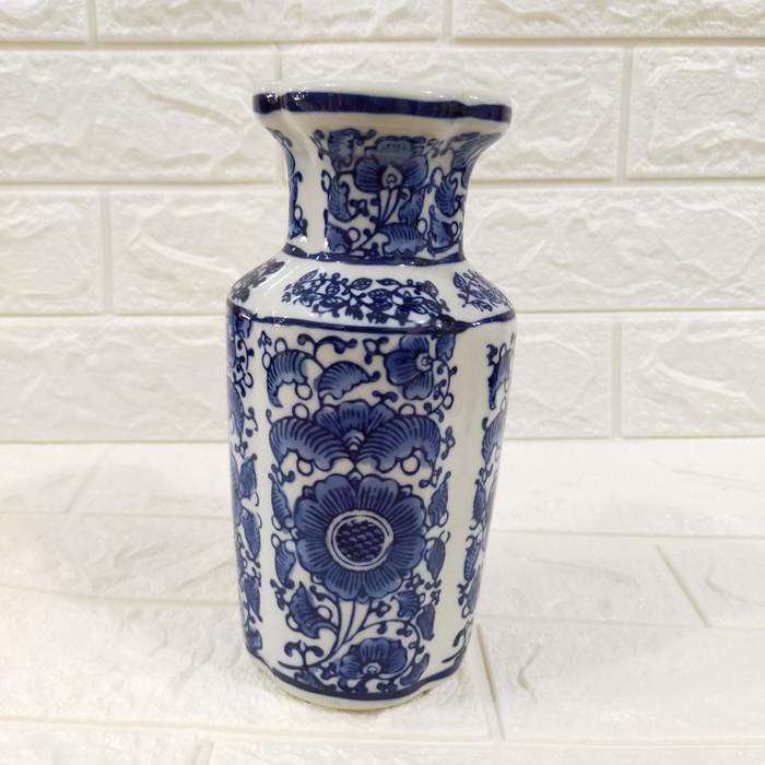 Vas Bunga Keramik Biru Putih / Vase bunga / Vas Bunga Keramik