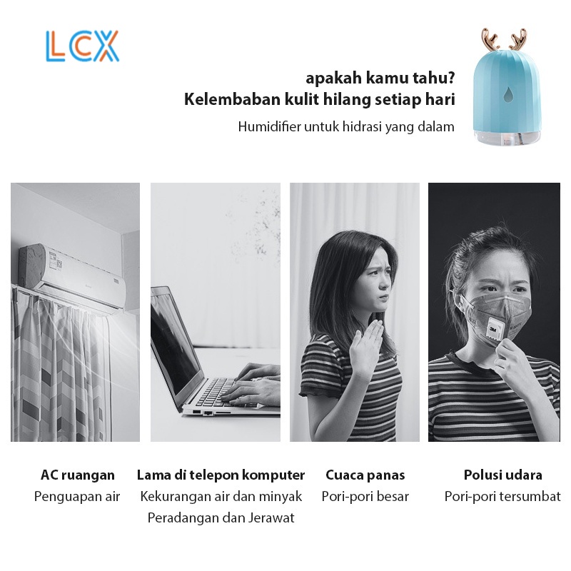 LCX Humidifier Aromatherapy Ultrasonic Pewangi Ruangan Air Diffuser Aroma Terapi Purifier Oil