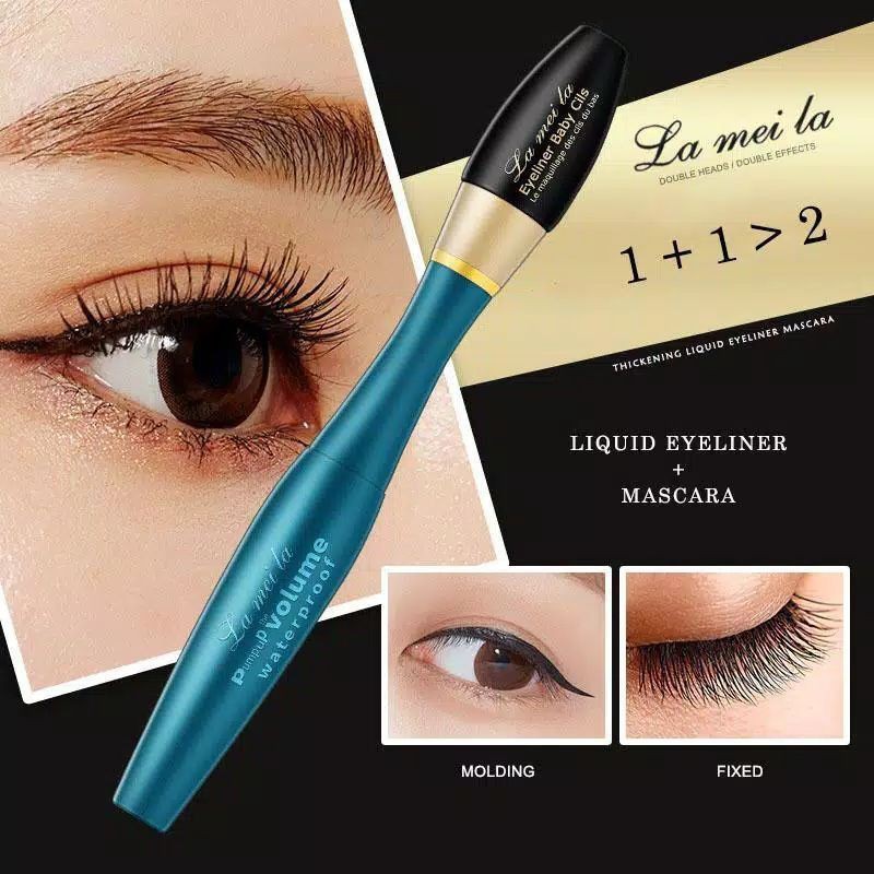 Medan Termurah/Ready stock Lameila Waterproff Mascara Eyeliner 3D 2LML 2in1