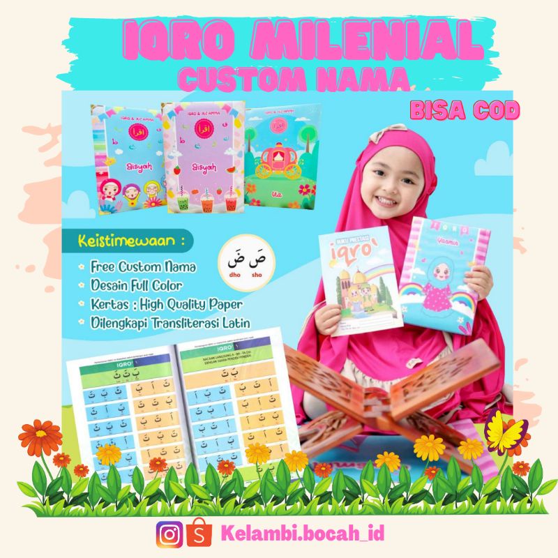 Iqro Milenial Custom | Iqro Berwarna Pakai Nama | Iqro Custom Full Colour
