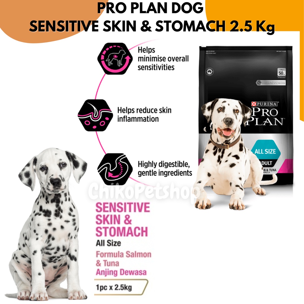 Makanan Anjing PRO PLAN DOG ADULT ALL SIZE Sensitive Skin &amp; Stomach Salmon &amp; Tuna 2.5Kg | PROPLAN DOG 2,5 Kg