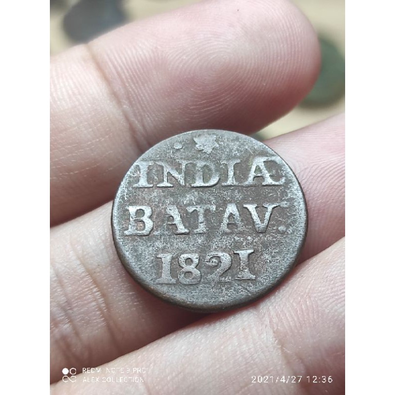 koin indiae batav 5 1/16 Gulden 1821 VF