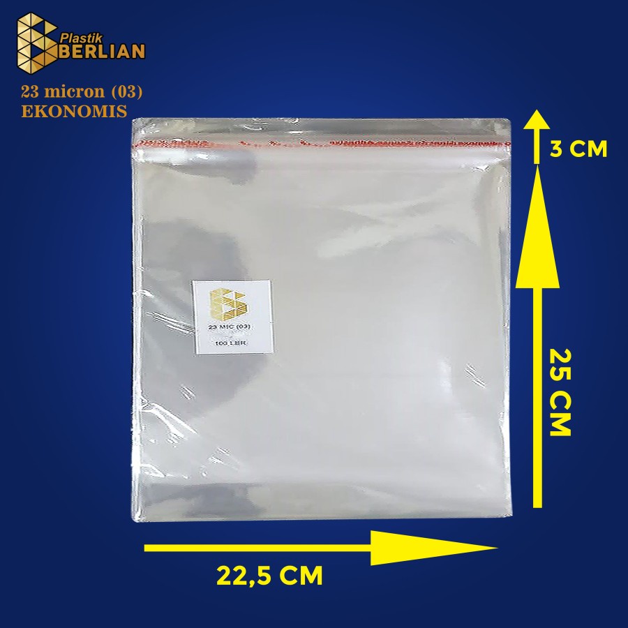 

22,5 x 25 cm Plastik OPP EKONOMIS 23micron (100 lbr) (lem/seal)