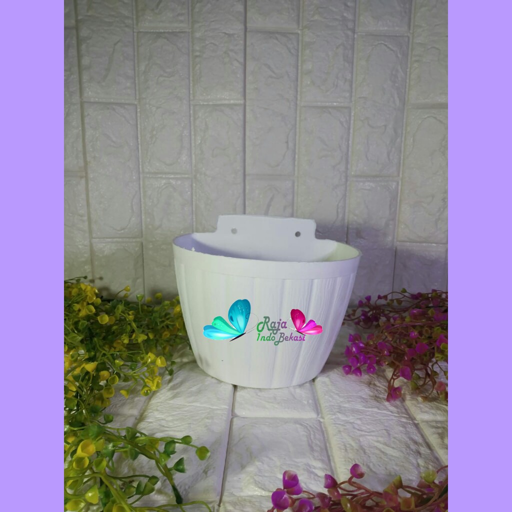 POT DINDING 25 PUTIH ROUMAH POT GENTONG/POT DINDING TEMPEL GENTONG 18cm/POT ANGGREK MURAH