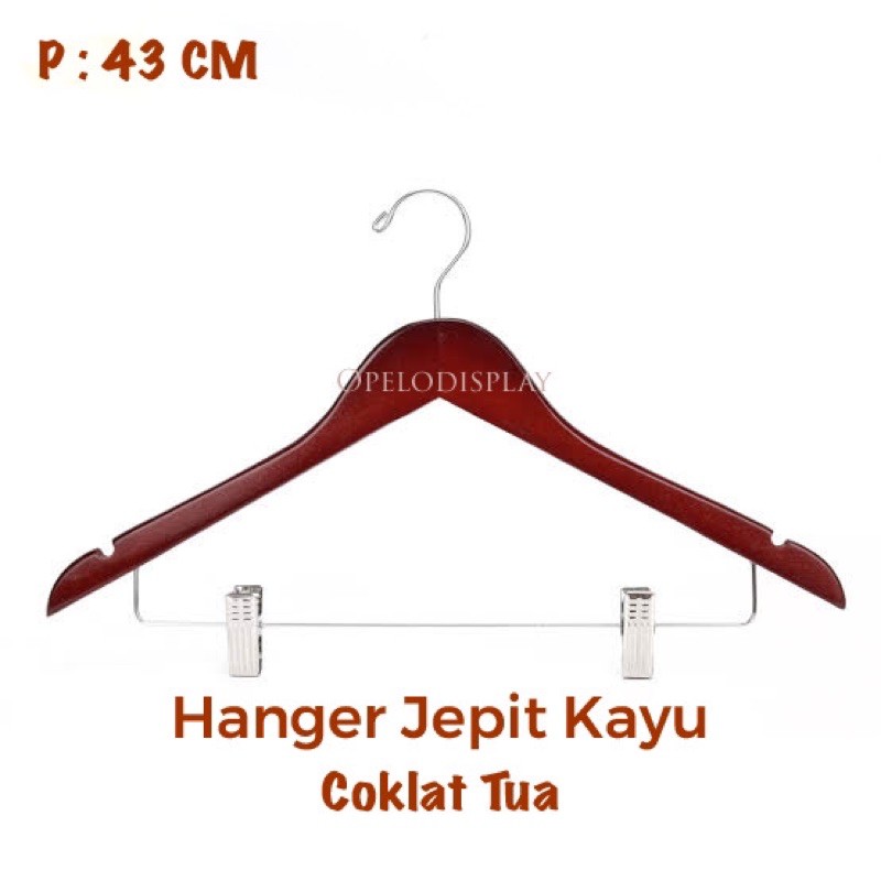 HANGER JEPIT KAYU DEWASA BOTTOM SILVER (LK-KB)
