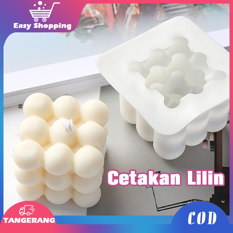 Cetakan Lilin Silikon 3D Cetakan Lilin Aromaterapi Kubus Lilin Sabun Mould/2 Size Silicone Candle Mold