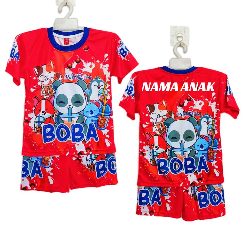 stelan baju anak perempuan boba/baju boba anak  full printing