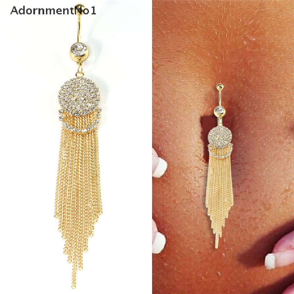 (AdornmentNo1) Anting Tindik Perut / Pusar Model Rumbai Kristal Berlian Imitasi Untuk Wanita