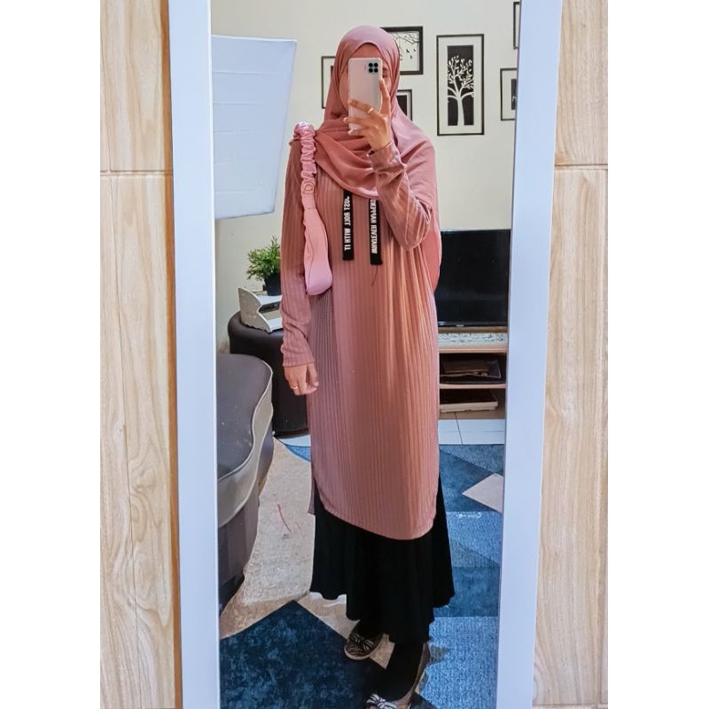 HOODIE TUNIK - HOODIE WANITA  BAHAN KNIT