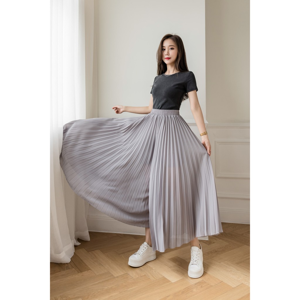 【Blossom】korean  Plain Pleated Wide Leg Pants 7258