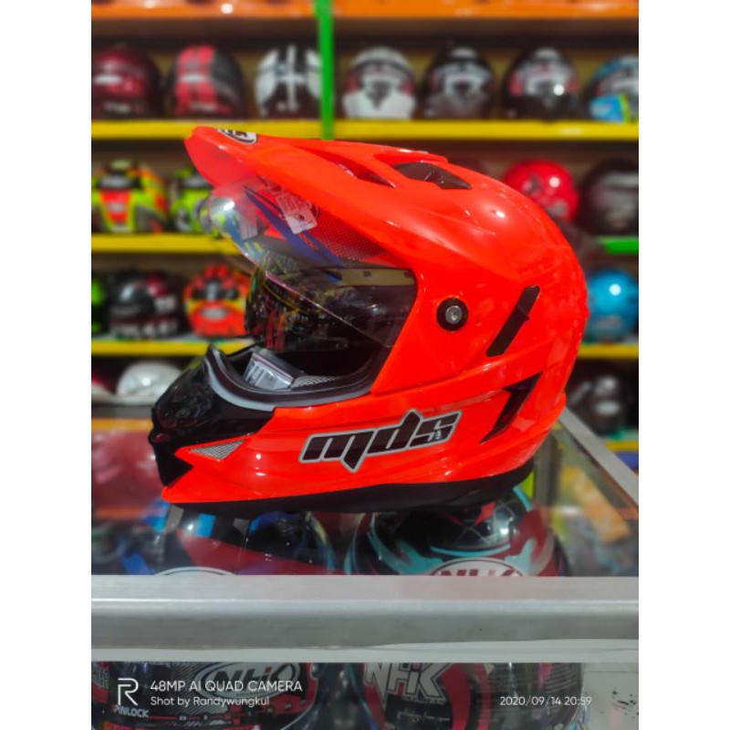HELM MDS SUPERPRO ORANGE STABILO DOBEL VISOR FULLFACE SUPERMOTO