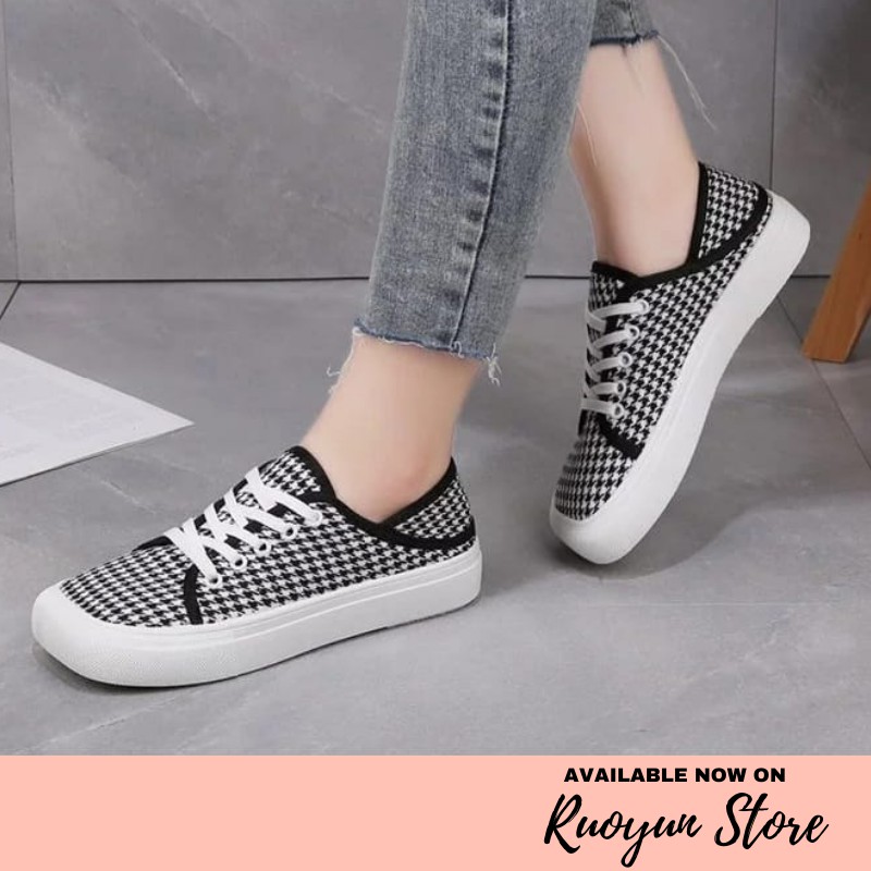 RYX - Plaid Line Sepatu Sneakers Trendy Casual/Travel - Ori Import