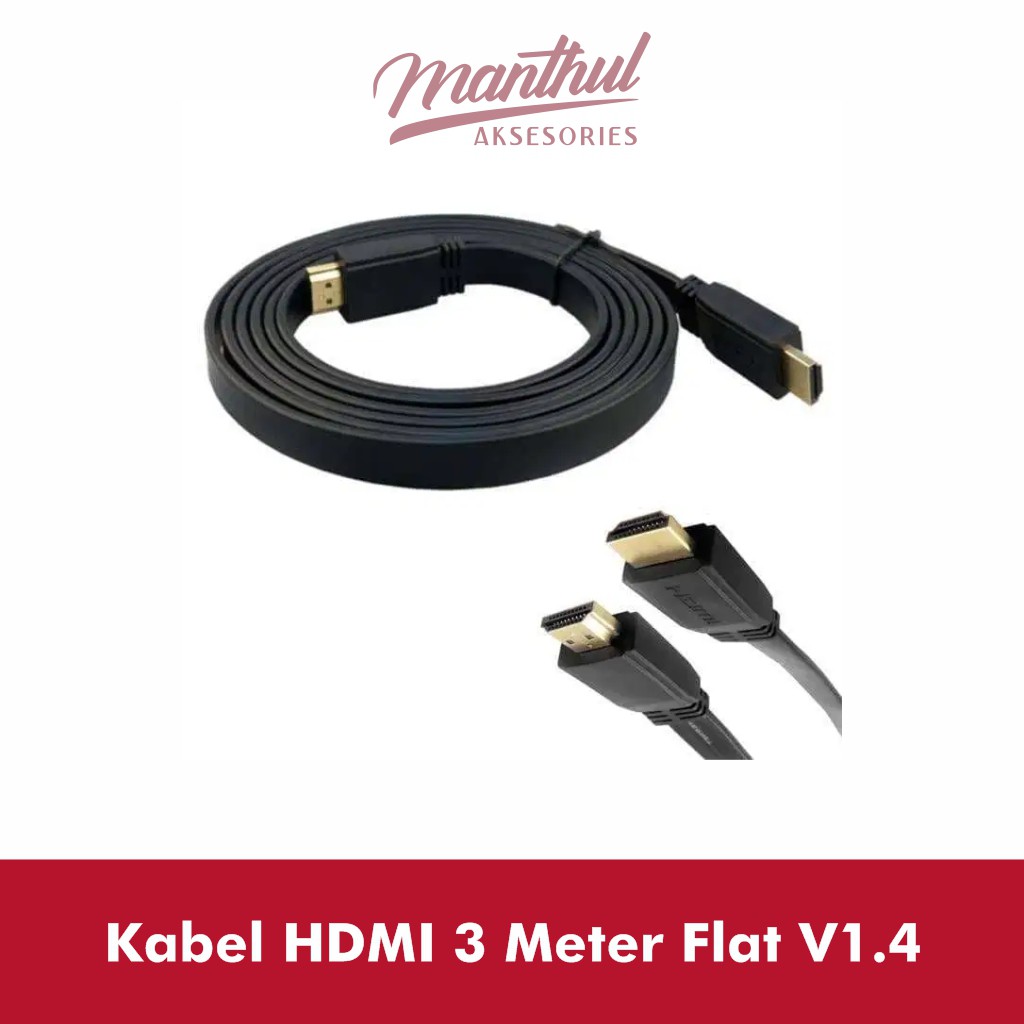 Kabel HDMI 3 meter flat v1.4, High speed